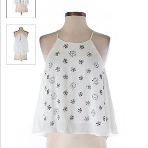 Gianni Bini White Sleeveless Blouse
